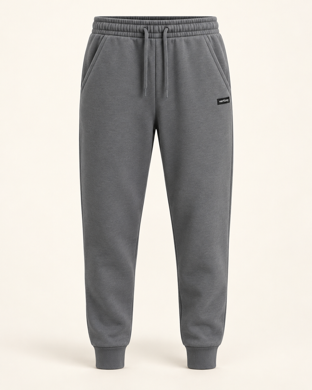 Slate Drift fleece joggers with drawstring waist, tapered legs and vertizay pocket label.
